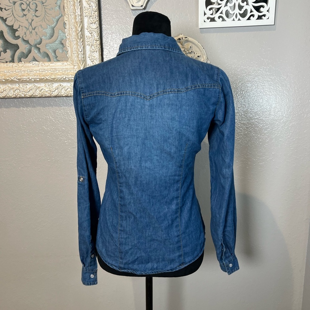 New Look Women's Denim Button-Down Shirt in Blue - Picture 8 of 10